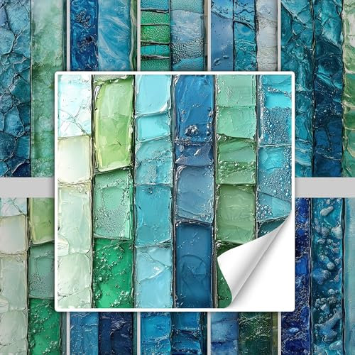 GRAZDesign Wasserdichte Fliesenaufkleber für Bad & Küche - Selbstklebend, Blauer Mosaik-Look - 15x15cm / 10 Stück