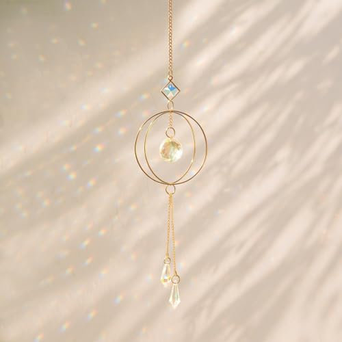 Sonnenfänger Kristall Hanging - Suncatcher Hängedeko Fenster, Prisma fensterschmuck hängend, Lichtfänger Anhänger Dekoration, Geeignet für Fenster, Gärten und Balkone