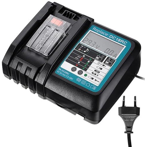 Chargeur Rapide 18V DC18RC Compatible avec Batteries de Remplacement Makita 14,4V & 18V Li-ION – pour BL1815, BL1830, BL1840, BL1850, BL1860, BL1890, BL1415, BL1430, BL1440