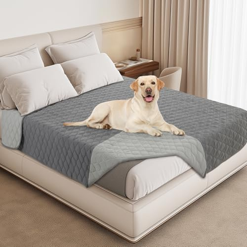 PICK FOR LIFE Hundedecke wasserdichte Waschbare Hunde Decke Wendbare Weiche Welpendecken für Bett Sofa Auto Grau (1 Pack, 172x208cm)