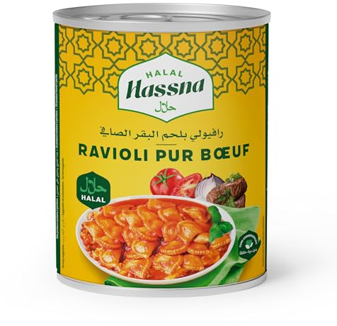 HASSNA - Ravioli Pur Boeuf 800g - Halal | Fabriqué en France - Plat Familial - Longue Conservation