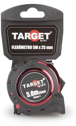 TARGET FLEX01 - Flexometro rinforzato in gomma, 5 m x 25 mm, metro professionale, nastro metrico con sistema di bloccaggio