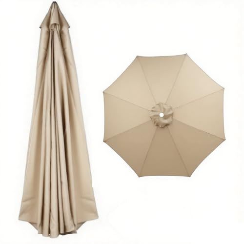 Generisch 2.0–4.0 m Großer Sonnenschirm Ersatzbezug, 8 Rippen Ersatzdach Baldachin für Terrasse, Strand, Garten und Pool, Hof Regenschirm Ersatzabdeckung, Wasserdicht(Beige,250cm)
