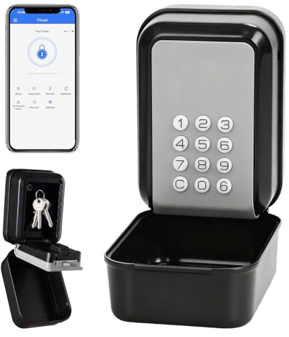 Schlüsseltresor, Smart Schlüsselbox, Bluetooth Schlüsseltresor Unterstützt TTLock APP und PIN-Code, Wasserdichter Lock Box mit 12 Stelligem Zahlencode für Haus Garage Wohnung, Ferienunterkunft