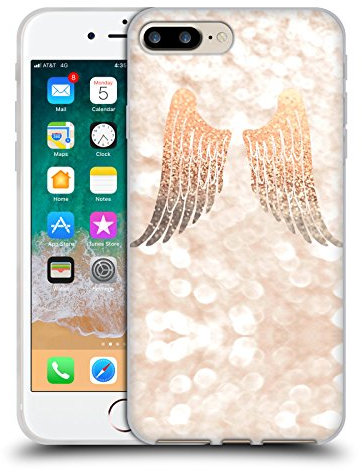 Head Case Designs Offizielle Monika Strigel Flügel Champagne Gold Gelhülle [Militärischer Schutzgrad] Kompatibel Mit Apple iPhone 7 Plus/iPhone 8 Plus Und Kompatibel Mit MagSafe