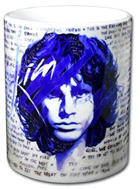 Jim Morrison Tasse - Club 27 Serie Handarbeit Designer Tasse aus brillanten Porzellan Unikat - Tasse, Becher, Kaffeetasse, Teetasse Keramik Tasse, 330ml, Geschenk für Freunde (Tasse rund)