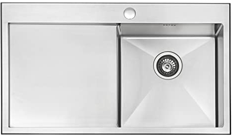 JASSFERRY 16 Gauge Stainless Steel Kitchen Sink, Inset Drop-in Handmade Design Left Hand Drainer Sink