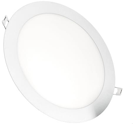 JANDEI - Downlight LED 18W rund 3000K/4200K/6000K Flach Weißem mattiertem Aluminiumring. 200-205mm Loch Deckenleuchte, Deckenbeleuchtung, Deckeneinbauleuchte (6000K)