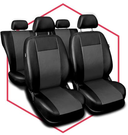 Saferide Autositzbezüge universal Auto Sitzbezüge kompatibel mit Dacia Logan Kunstleder Autoschonbezüge Grau Sitzauflage Vorne und Hinten