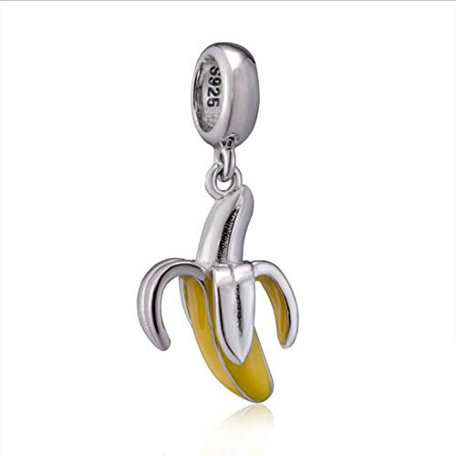 Banana Charm 925 Sterling Silver Fruit Charm Christmas Charm for Pandora Charm Bracelet