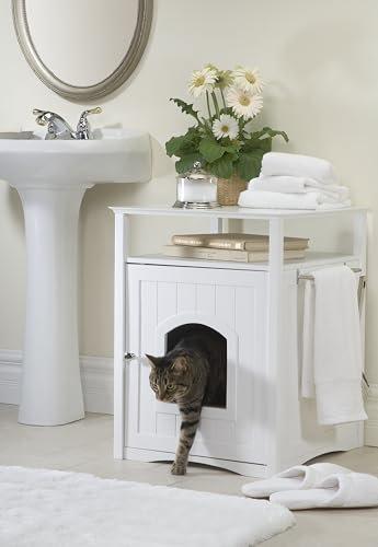 Merry Pet Katzen-Waschraum/Nachttisch, Classic, 20.51″D x 19.09″W x 25.04″H, Glossy White