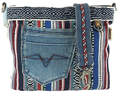 Sunsa Damen Taschen Umhängetasche Handtasche Canvas & Jeans. Große Boho Crossbody Tasche/bag Schultertasche, Geschenkideen für Frauen/Mädchen nachhaltige Produkte (bunt/Jeans)