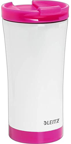 Leitz WOW Thermobecher, Edelstahl, Wärmeisolierend für Warm- und Kaltgetränke, Wiederverwendbar, Pink, 90140023, 20.4 x 9.3 x 9.3 cm