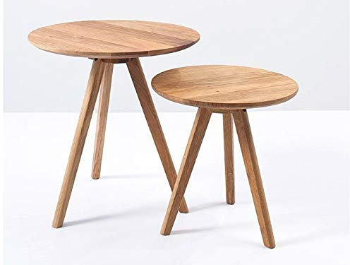 Couchtisch Sintra Tisch 2er Set Asteiche massiv geölt 50x45cm 40x40cm Kaffeetisch Beistelltisch Wohnzimmertisch Sofatisch Wohnzimmer Holztisch
