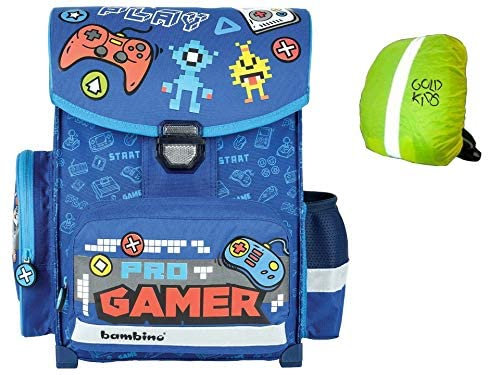 Goldkids Bambino ergonomischer Schulranzen Ranzen Tornister Schultasche Play Game inkl. Regenschutz ab 1.Klasse Grundschule