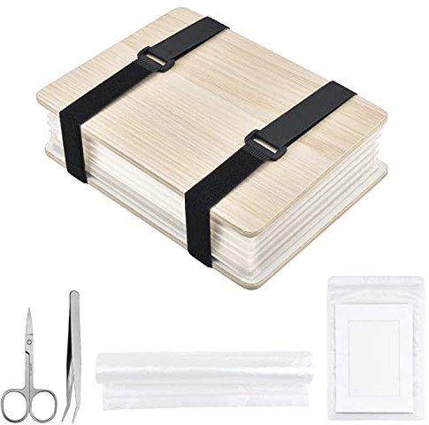 WANDIC Blumenpresse-Kit, verdicktes Holzkunst-Set, Pflanzen-Press-Buch, Blumenpresse, Blätterpresse, Kit für DIY Kunsthandwerk Exemplare Outdoor Lernen