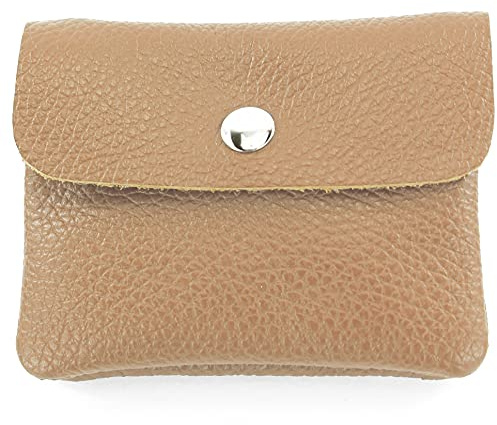 modamoda de - P09 - Portefeuille femme en cuir italien, petit portefeuille, Couleur:brun pâle