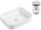 VBChome Waschbecken 51 x 40 cm Keramik Weiß Oval Pop-up ventil Click-Clack Waschtisch Handwaschbecken Aufsatzwaschbecken Waschschale Gäste WC