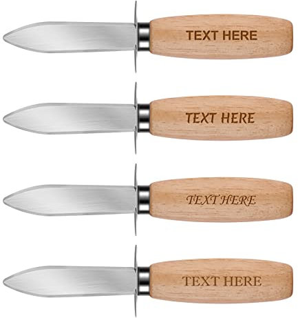 Dinikally Abrelatas personalizado con mango de madera grabado.