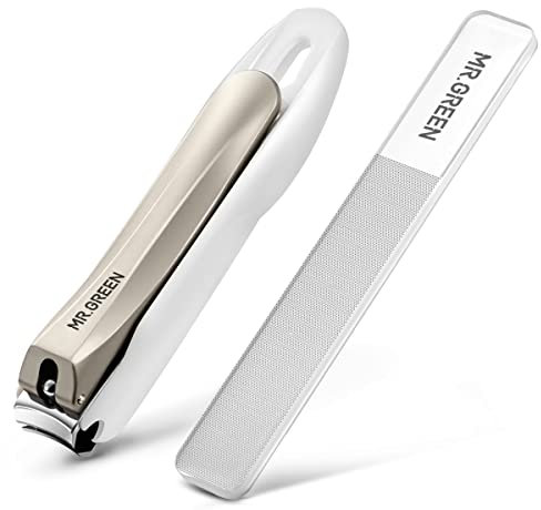 MR.GREEN Nail Clippers Anti Splash Fingernail Cutter Stainless Steel Manicure Tools Nail Scissors Detachable Design Nail Trimmer (Medium+Glass File)