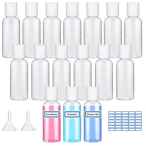 50ml Travel Bottles for Toiletries 16Pcs Small Plastic Bottles Travel Bottle Set Travel Toiletry Bottles with Lids for Travel or Cosmetic,Lotion Body Wash Shampoo