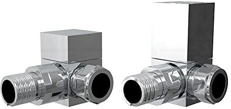 NRG Corner Manual Square Chrome Radiator Valves Standard 15mm Connection Central Heating Radiator or Towel Rail Valves