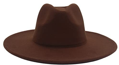 Faringoto Fedora-Hut für Damen, Winter, luxuriös, für Damen, dunkelbraun, Einheitsgröße