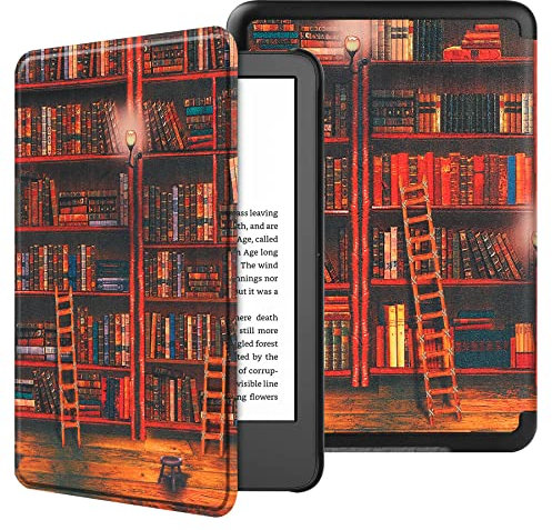 VOVIPO Custodia protettiva Slimshell per nuovissimo Kindle 6 pollici 2024/2022,Cover Leggera con Auto Sveglia/Sonno-Library