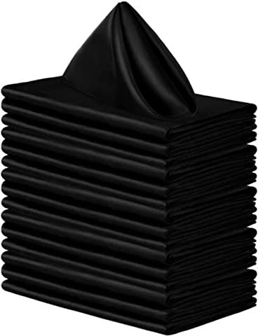 Cliettilw 16 StüCke Quadratische Satin Servietten, GläNzende Seiden Tisch Decken, Weiches und Glattes Stoff Deckchen, für Hochzeits Bankett Dekor, Schwarz