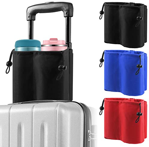 Tanstic 1Pc Luggage Travel Cup Holder, Travel Drink Holder, Suitcase Cup Holder Free Hand Drink Caddy for Coffee Drink Mugs (Black)