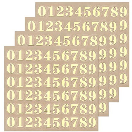 sourcing map Anzahl Harz Aufkleber 4 Blätter Mini Zahl Aufkleber Glitzer Legierung Selbstklebend für Harz Scrapbooking Handwerk Goldton 4.5mm Hohe