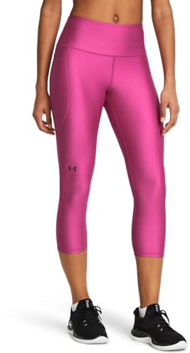 Under Armour Heatgear Armour High Waisted Pocketed No-Slip Capri Leggings, (686) Astro Rose/Noir, M Femmes
