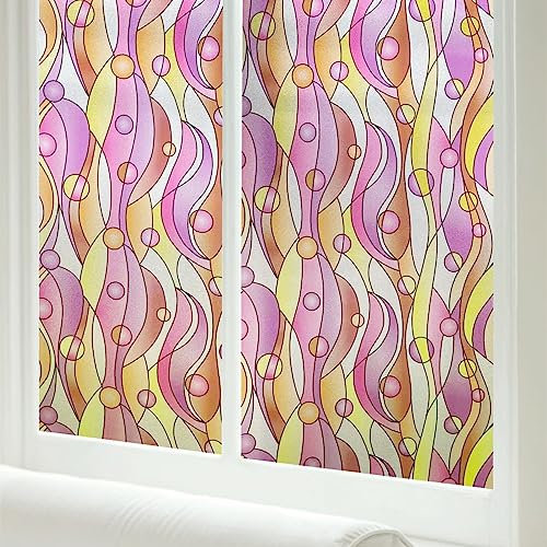 JOLIHOME Pellicola per Finestre Smerigliata per la Privacy Adesivo per Vetrate Colorate Pellicola Vinilica Non Adesiva Rimovibile Rotoli di Filo per Ufficio Casa Decorativi Nastri Colorati 44,5x200cm