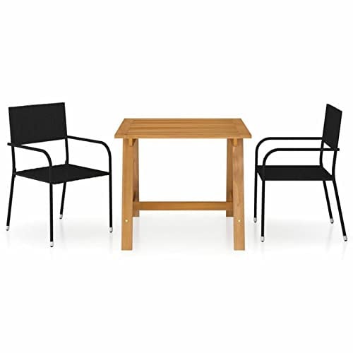 ZEYUAN 3-TLG. Garten-Essgruppe, Gartentisch Mit Stühlen Set, Sitzgarnitur Garten, Gartenmöbel Set, Gartensitzgruppe, Esstisch Stühle Set, Terassen Möbel, Garten Möbelsets, Schwarz