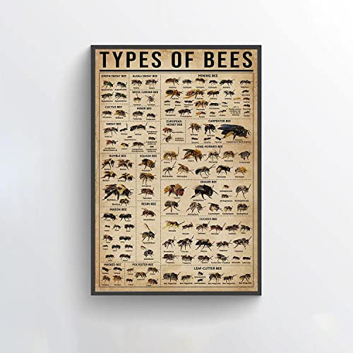 Bee Knowledge Honey Bee Lover,12 * 8 Inches Vintage Funny Poster Wall Decor Art Gift Retro Picture Metal Sign
