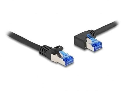 Delock 80218 - RJ45 Netzwerkkabel Cat. 6A S/FTP gerade/Links gewinkelt 1 m schwarz