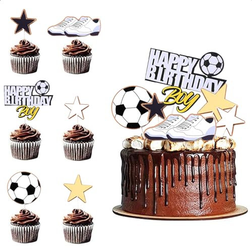 6 Stück Tortendeko Fussball, Cake Topper Happy Birthday, Happy Birthday Tortendeko, Kuchendeko Geburtstag, Happy Birthday Kuchen Deko, Geburtstagskuchen Deko, Tortendeko Geburtstag Junge Mädchen