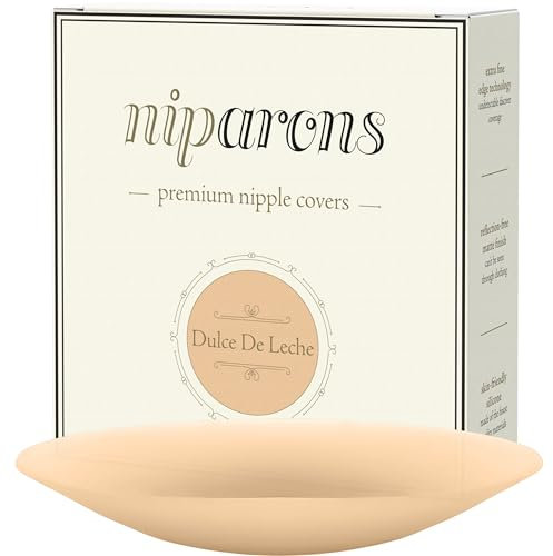 Niparons Premium Nipple Covers - Invisible, Reusable Adhesive Silicone Pasties (Dulce De Leche, 10cm)