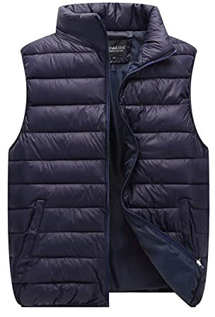 Didadihu Leichte Steppweste Herren - Fleece Fleeceweste Slim Fit Steppweste Weste Stehkragen Leichte Arbeitsweste Pufferweste Softshellweste Freizeit 5Xl,Dark Blue,3Xl