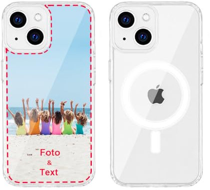 MXCUSTOM Personalisierte Handyhülle für Apple iPhone 15, Benutzerdefiniert Hülle mit Eigenem Foto Bild Text Schutzhülle [Weicher Polsterstoßfänger + Harter Rückseite] (HMC-CR-P1)