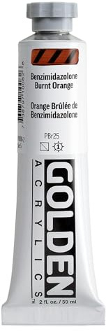 GOLDEN Heavy Body Acrylics by, Benzimidazolone Burnt Orange, 59 ml Tube, Professional Acrylic Paint, Semi-Transparent