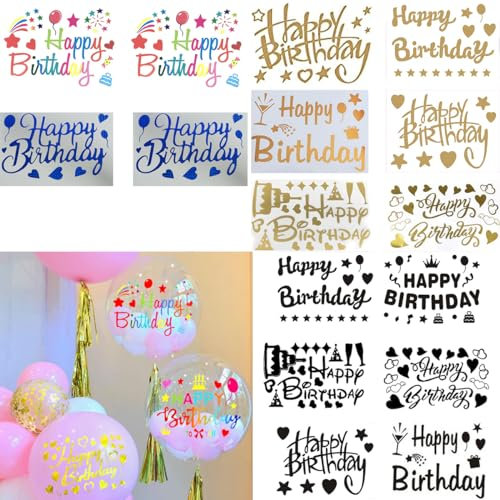 Alles Gute Zum Geburtstag Luftballon Aufkleber Happy Birthday Luftballon Aufkleber Stickers Kit, Geburtstag Ballon Brief Pasters Zubehör für DIY Party Aufkleber (16 Stück)
