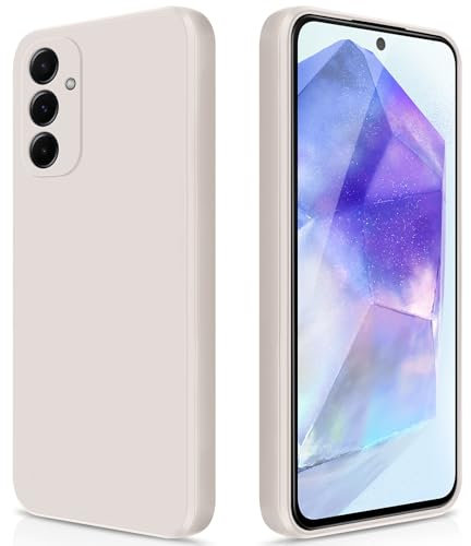 GiiYoon Coque pour Samsung Galaxy A55 5G Case en Silicone, Etui de Protection Antichoc Etui Housse Silicone Ultra-Mince avec Couche Intérieure en Fibre et Protection pour Caméra, Blanc