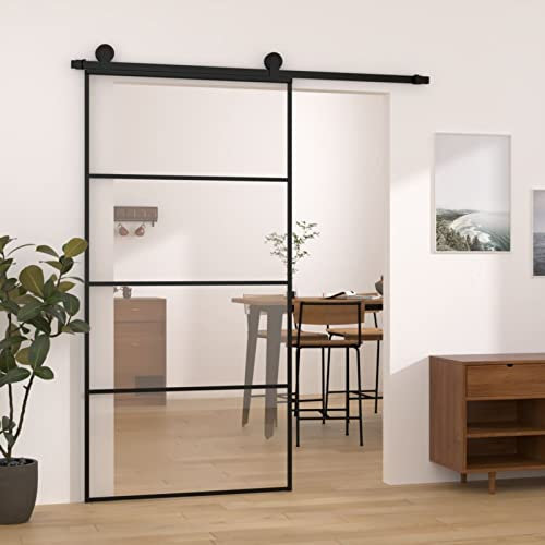 Schiebetür ESG-Glas Alu 102,5x205 cm Schwarz