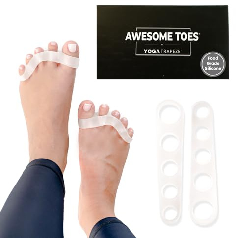 Natural Toe Spacers & Separators, Fast Pain Relief from Hammertoe & Bunions | Food Grade Silicone Toe Stretchers Used for Walking, Running & Yoga Practice | Medium