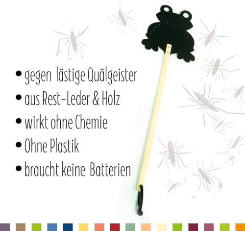 Fliegenklatsche aus Buchenholz & Leder, Upcycling Produkt, hochwertige Verarbeitung mit Edelstahlnieten, Insektenvernichter, langlebig