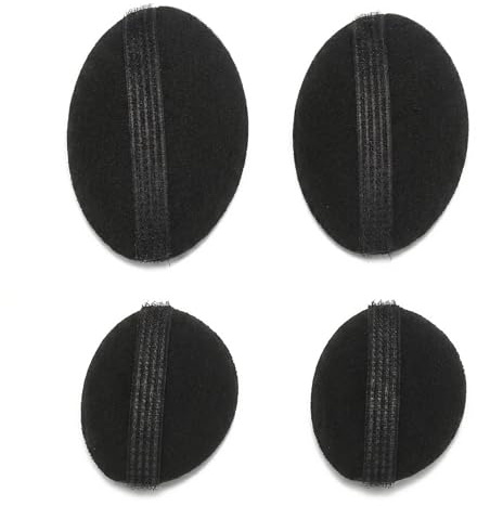 4 Stück (2 große + 2 kleine) schwarze Schwamm, Bump It Up Volumen, Haarbasis, Haarband, flauschige Haarpolsterung, Kissen, Haarbasis, Styling-Einsatz für Frauen und Mädchen
