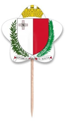 Palillos de dientes con emblema nacional de Malta de la UE, con etiqueta de estrella, palillos para cupcakes