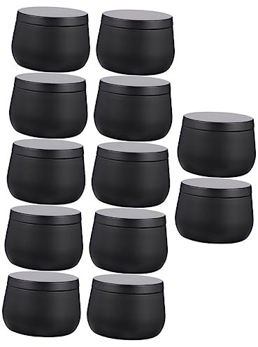 CRAFTHROU Candle Jar 12pcs 8oz Round Multi Purpose Tinplate Storage Canisters Candy Jar Tea Storage Box Craft Beads & Jewelry Organizer Ideal for Candles & Button Storage