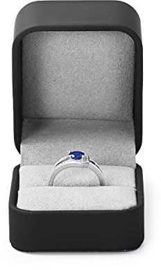 Papten Pu Leder Ringbox, Schwarz Ring Box Schmuckaufbewahrung für Hochzeit Verlobung Heiratsantrag Valentinstag